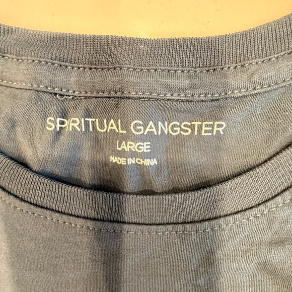 Spiritual Gangster Navy Tank Top "Choose Joy" with Gold Sun Graphic - Picture 3 of 6